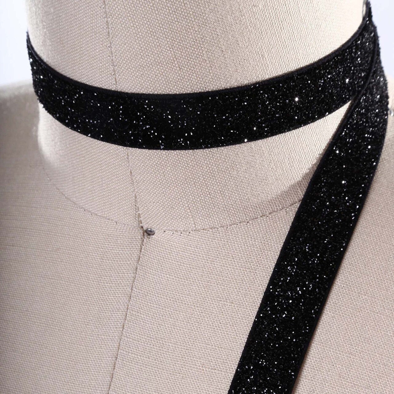 5/8" 2 Yards Black Glitter Elastic Stretchy Trim Sparkly Craft Tape