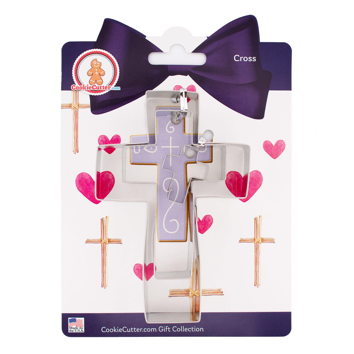 Cross Nested Cookie Cutter Set 3 Pc GC0107 with a Hang Tag Cookie Recipe Card