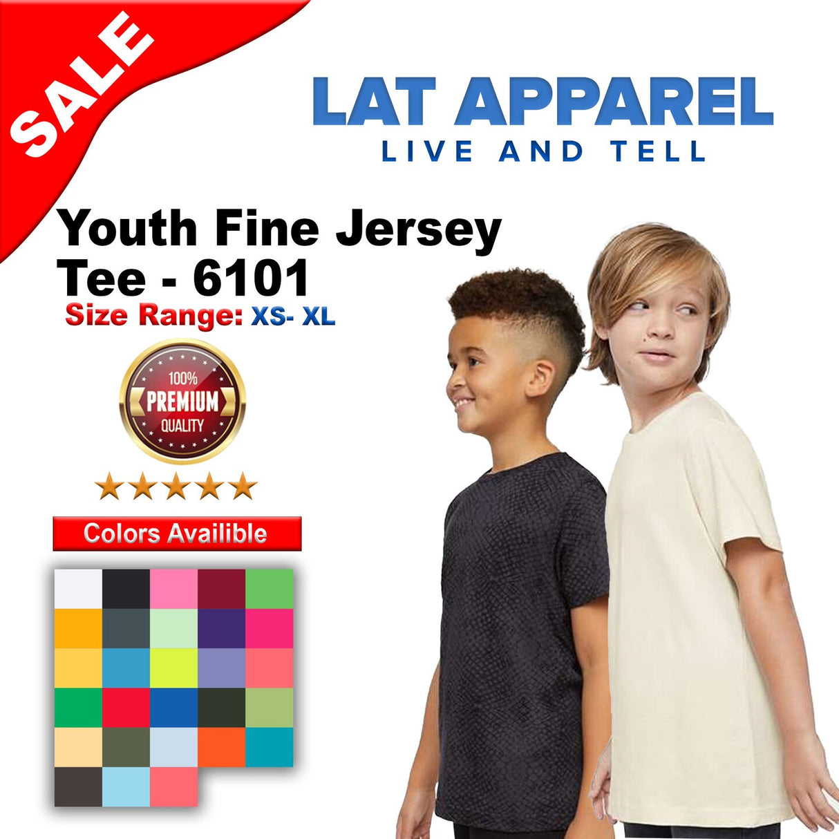 LAT® Youth Fine Jersey Crewneck Short Sleeve Tee