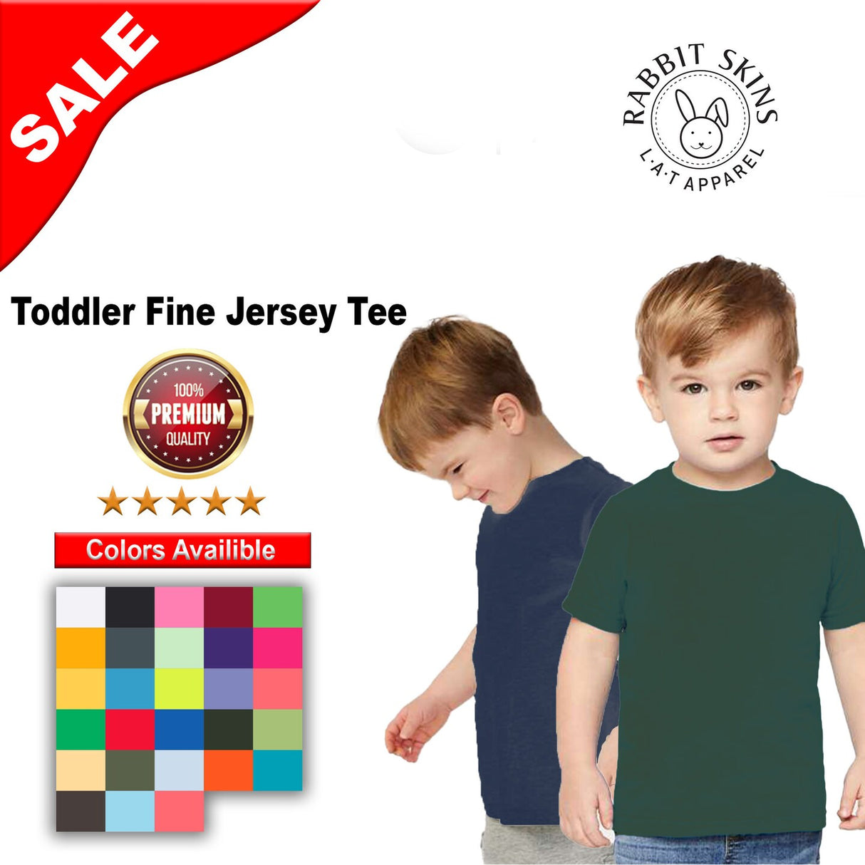 RADYAN® Toddler Fine Jersey Short Sleeve Tee - 3321