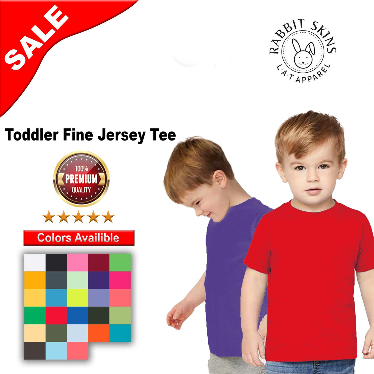 RADYAN® Toddler Crewneck Short Sleeve Fine Jersey Tee