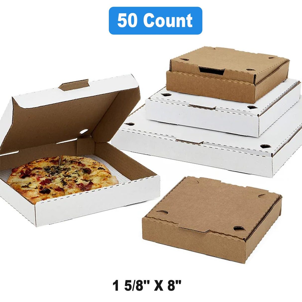 Reliable White Pizza Boxes 8" x 8" x 1.625"