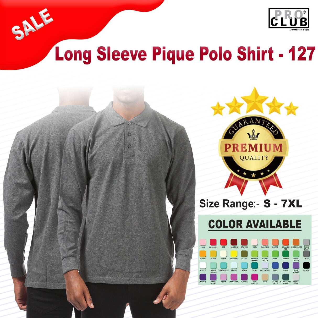 Long Sleeve Pique Polo Shirt