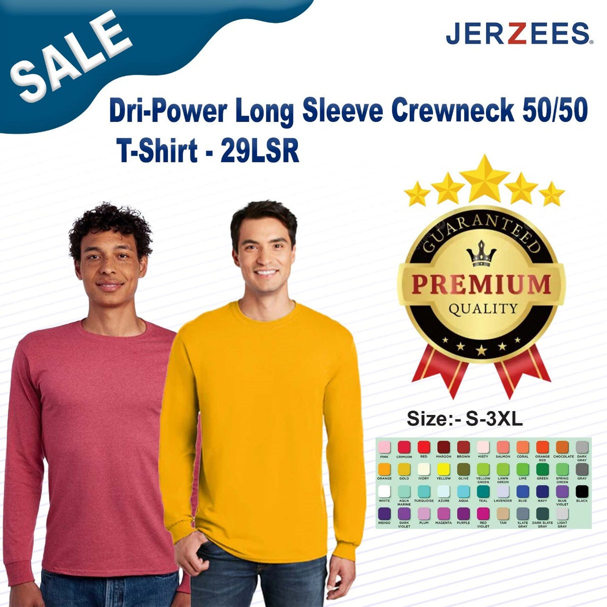JERZEES® Dri-Power Long Sleeve Crewneck 50/50 T-Shirt