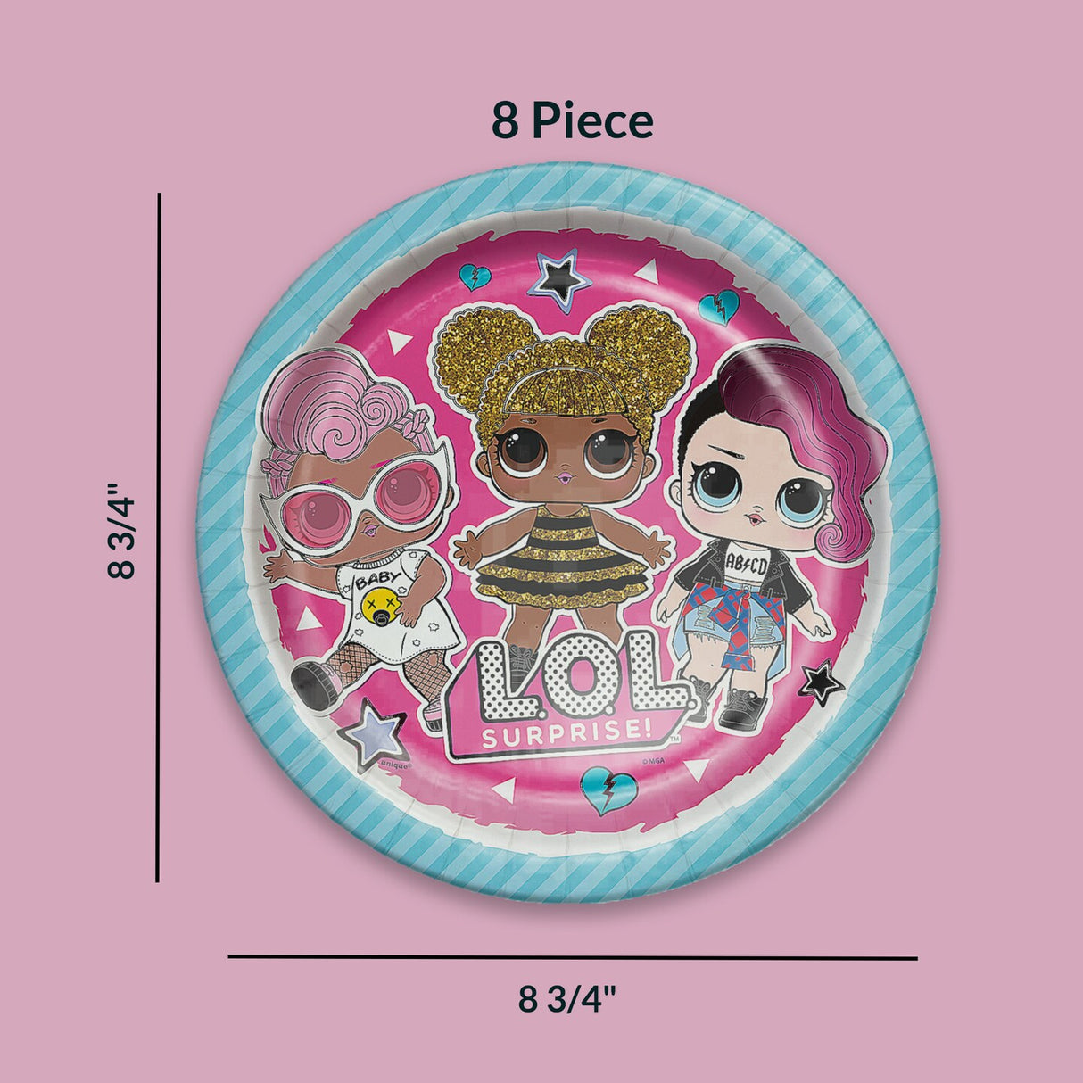 8 Count L.O.L. Surprise Party Paper Dinner Plates 8.75" Disposable Plates for Kids’ Birthday Parties