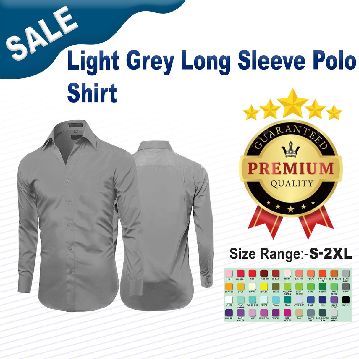 Light Grey Long Sleeve Polo Shirt
