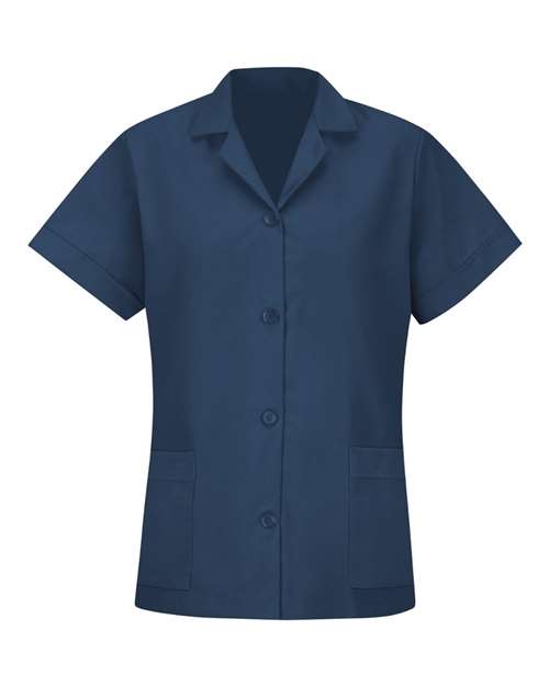 Women's Loose Fit Short Sleeve Button Smock