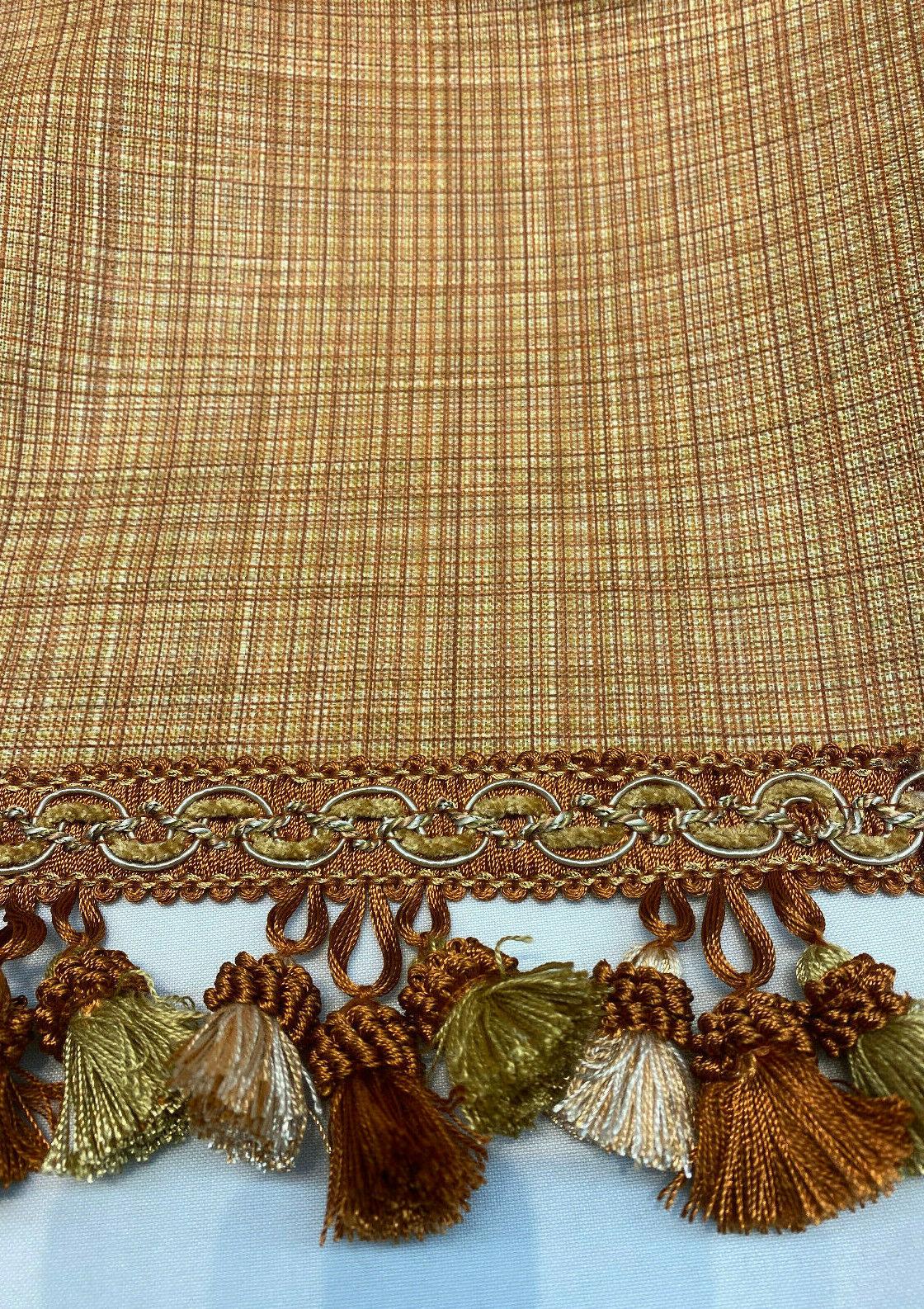 Adore Tassel Fringe Fabric - Rust Orange Gold, 3.5" Vertical, 27 Yard Roll (1 Yard)