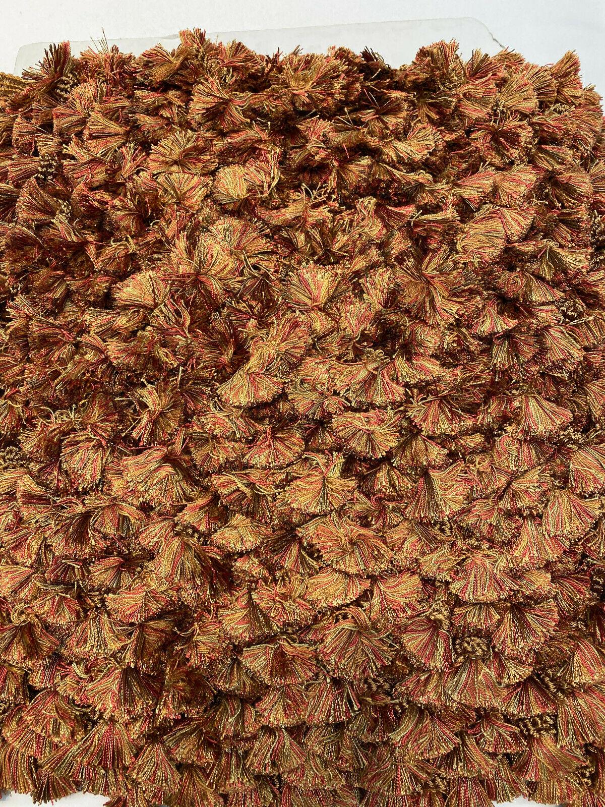 Adore Tassel Fringe Fabric - Red Rust Gold, 3.5" Vertical, 27 Yard Roll (1 Yard)