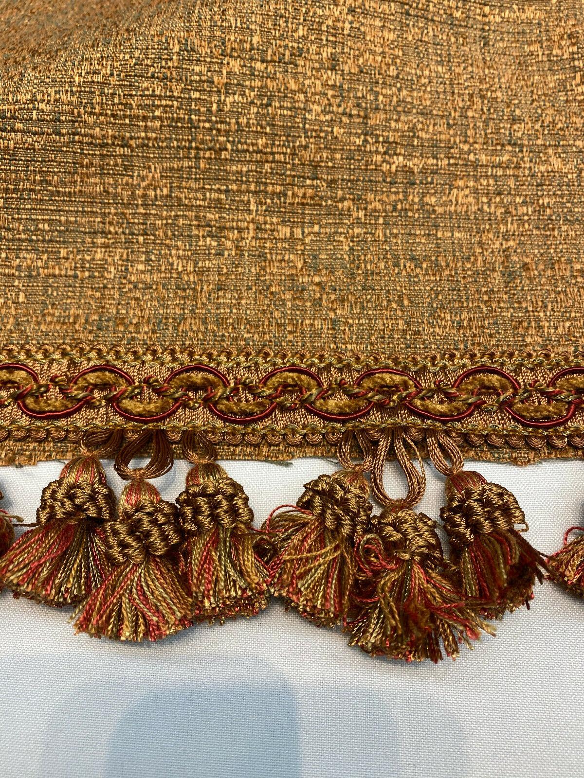 Adore Tassel Fringe Fabric - Red Rust Gold, 3.5" Vertical, 27 Yard Roll (1 Yard)