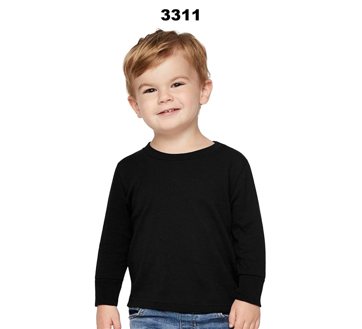 RADYAN® Toddler Cotton Jersey Long Sleeve Crewneck T-shirt - 3311