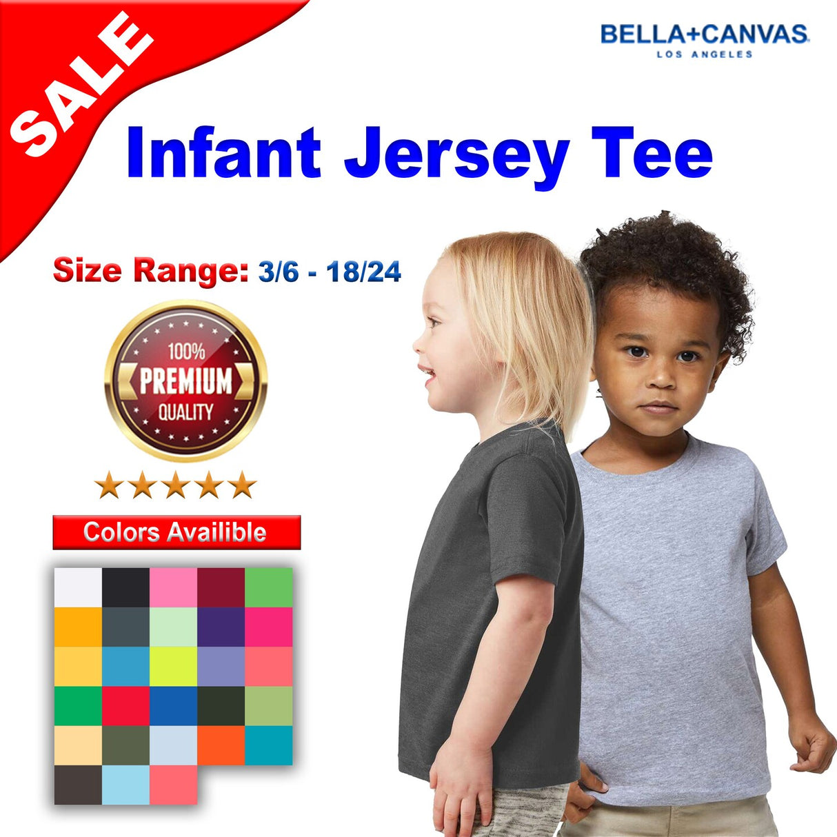 BELLA + CANVAS® Infant Jersey Tee Crewneck Short Sleeve T-Shirt