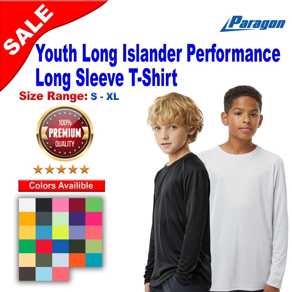 Paragon® Youth Long Islander Performance Long Sleeve T-Shirt