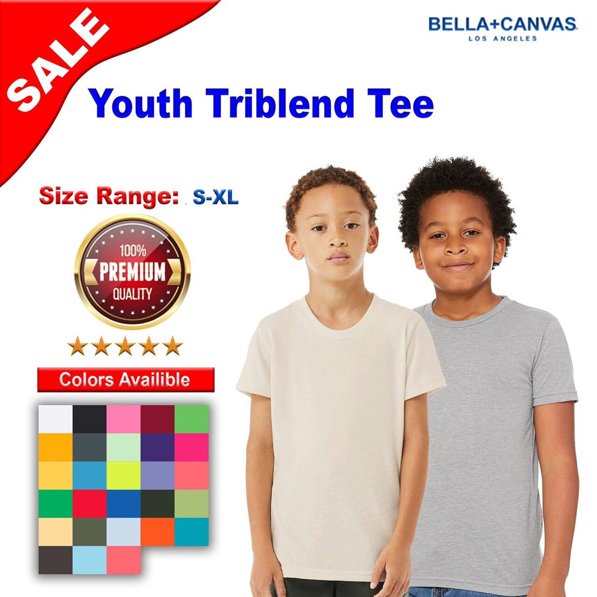 BELLA + CANVAS® Slim Fit Youth Crewneck Short Sleeve Tee