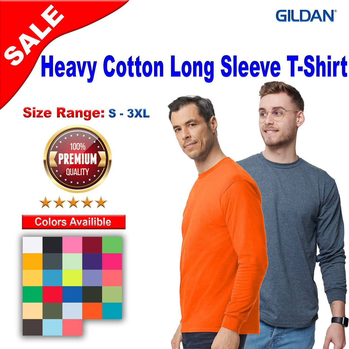 Gildan® Heavy Cotton Crewneck Long Sleeve T-Shirt