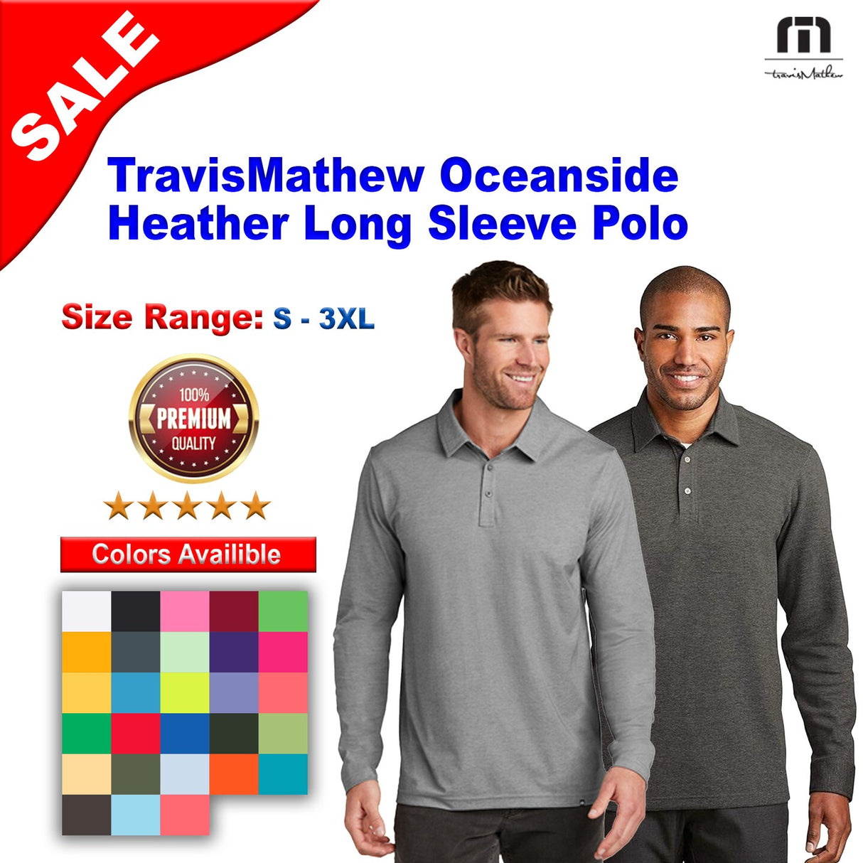 TravisMathew® Oceanside Heather Long Sleeve Polo