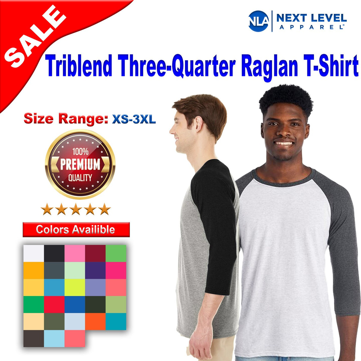 Next Level® Triblend Crewneck Three-Quarter Raglan T-Shirt