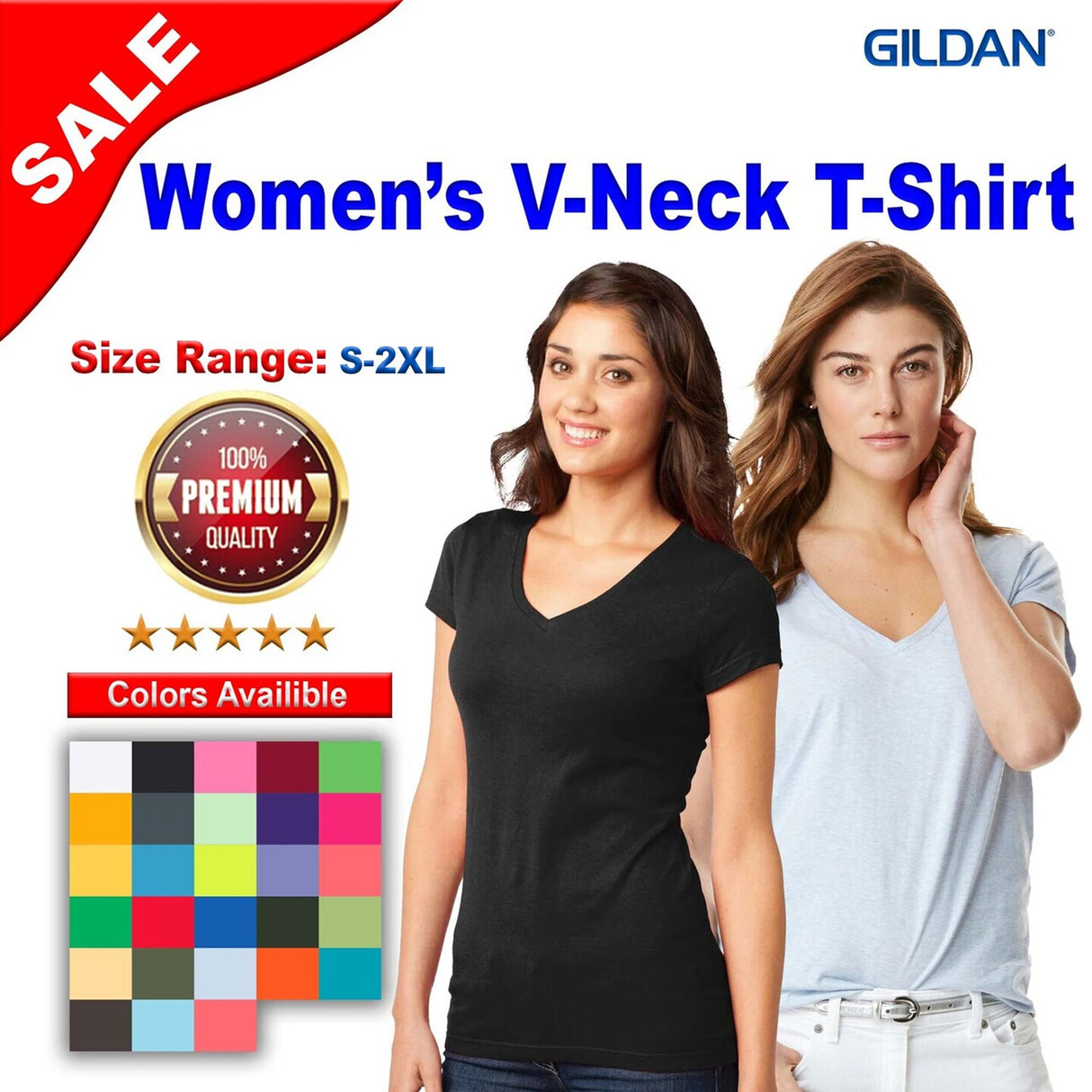 Gildan® Softstyle Ladies Fit V-Neck Short Sleeve T-Shirt