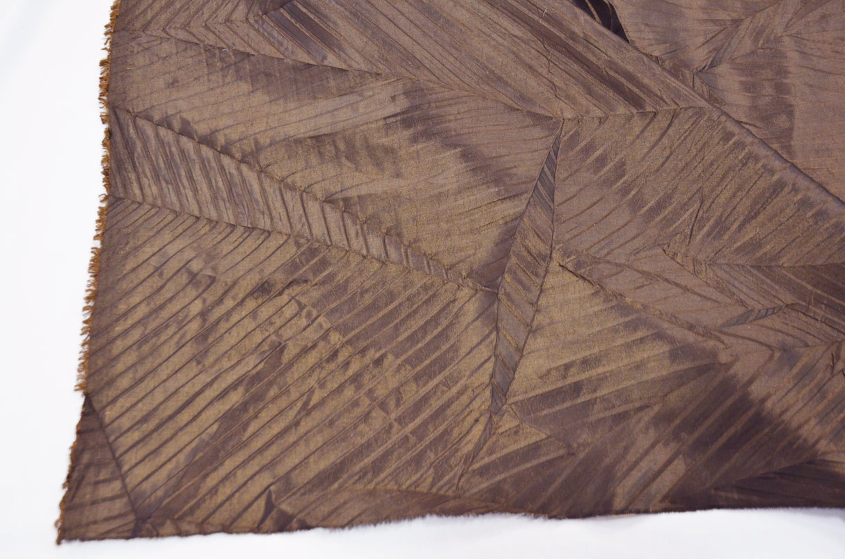 Bark Leaf Polyester Taffeta Fabric - Zig Zag Texture, 58/60" Width, Chocolate, Bronze Olive, Mint Green (Brownish Hue) (1 Yard)