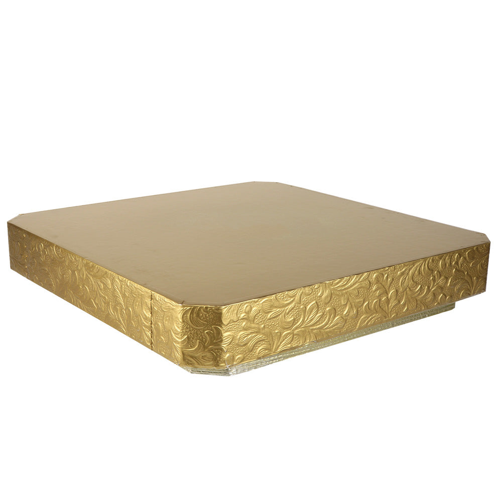 Bez Innovations Gold Floral Leaf Square Styrofoam Cake Stand, 18"