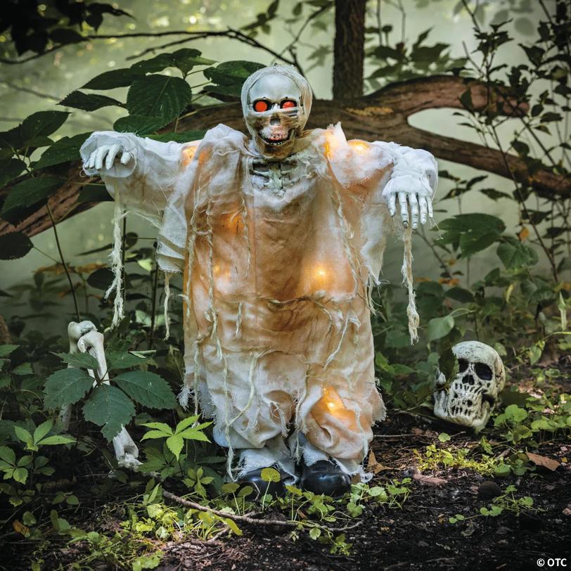 34 3/4" Standing Light-Up Skeleton Mummy Halloween Decoration