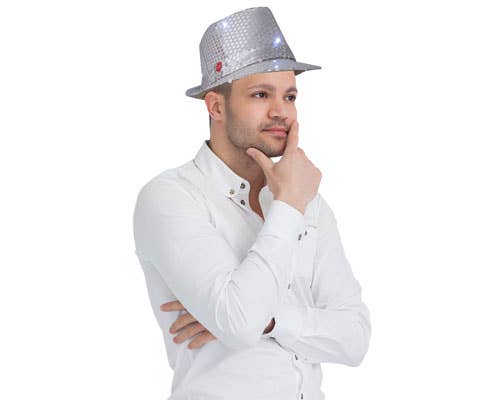 Silver Hat with Flashing Lights