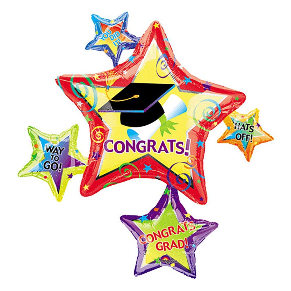 Graduation Foil Balloon 35 Inch Star Cluster