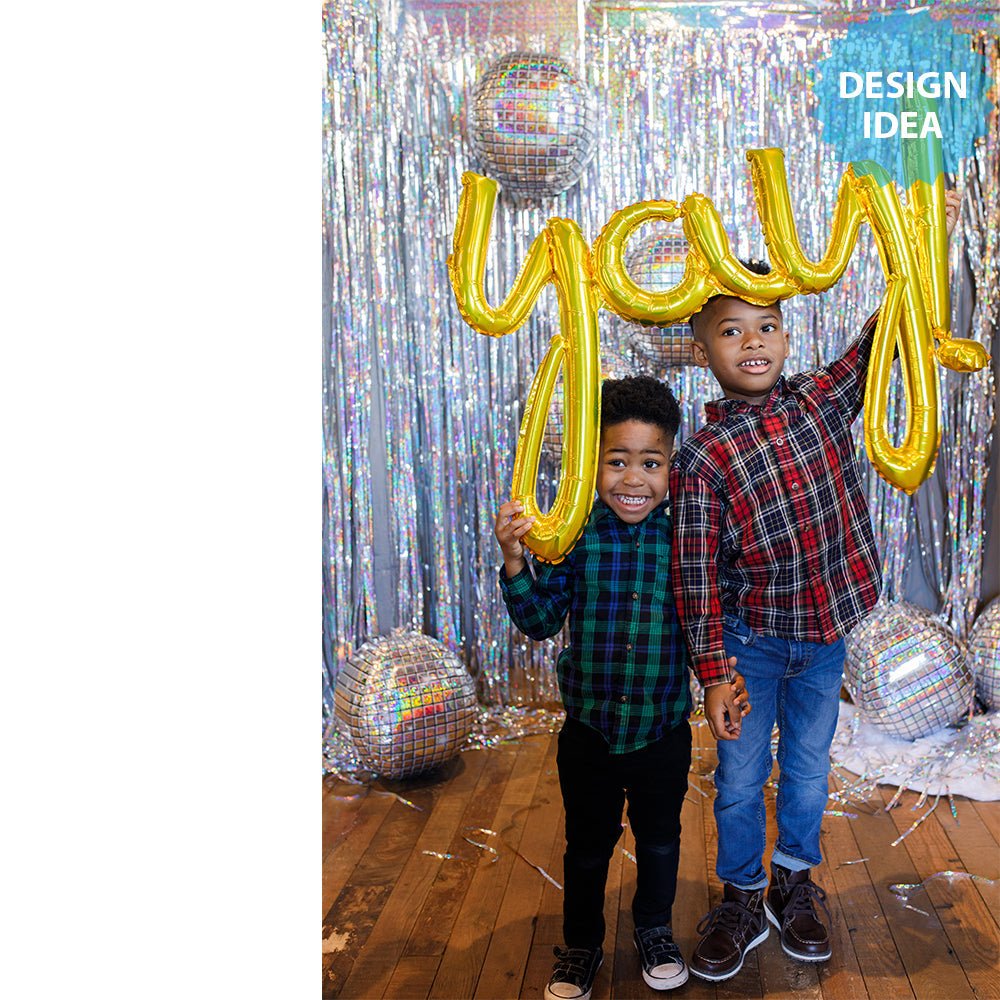 Foil Balloon Script Phrase Yay Gold