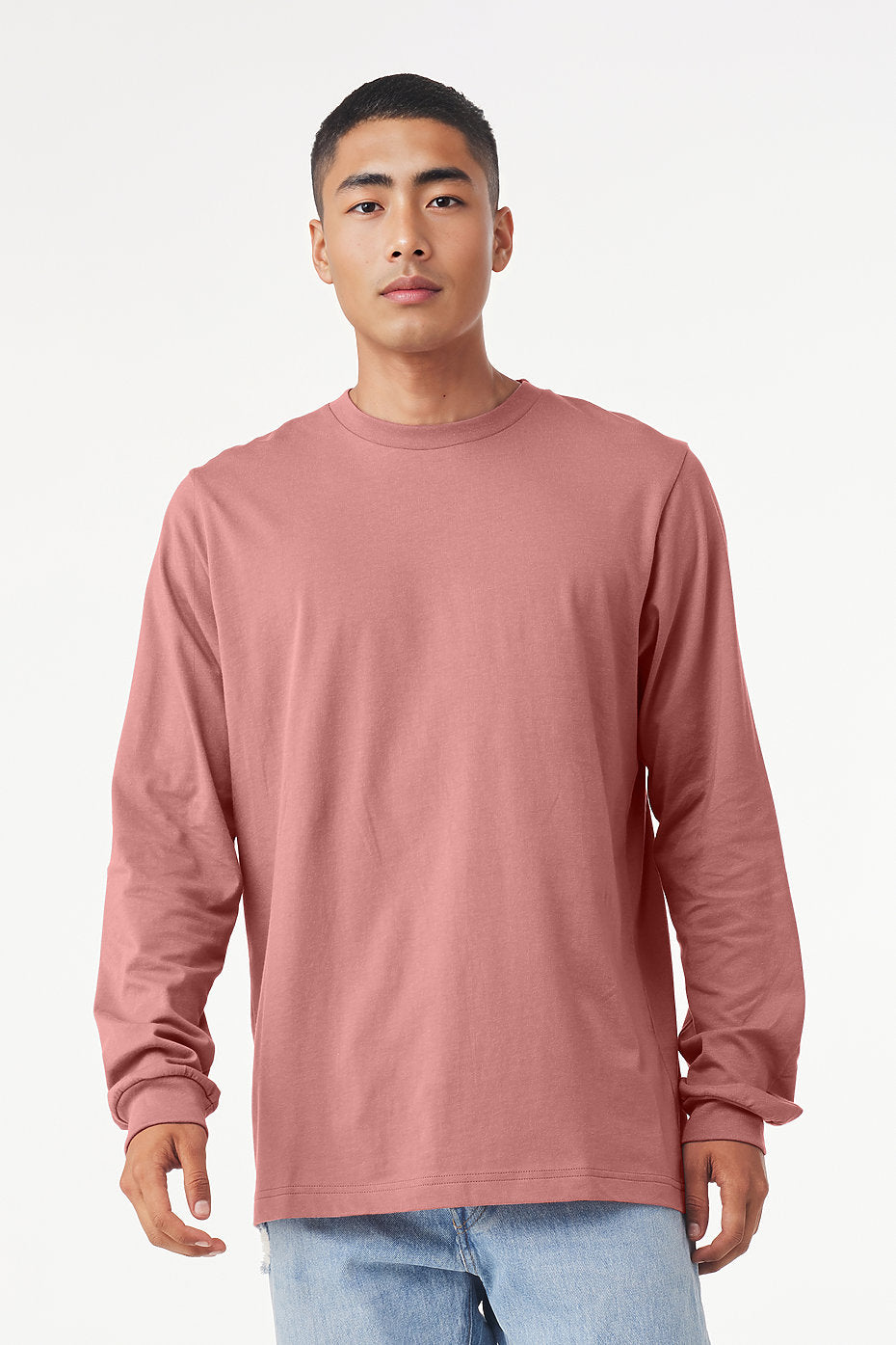 Bella Canvas 3501 Long Sleeve Cotton Fabric - Mauve, Long Sleeve, Unisex Jersey (S-3XL)