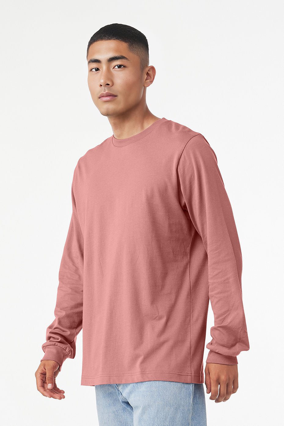 Bella Canvas 3501 Long Sleeve Cotton Fabric - Mauve, Long Sleeve, Unisex Jersey (S-3XL)