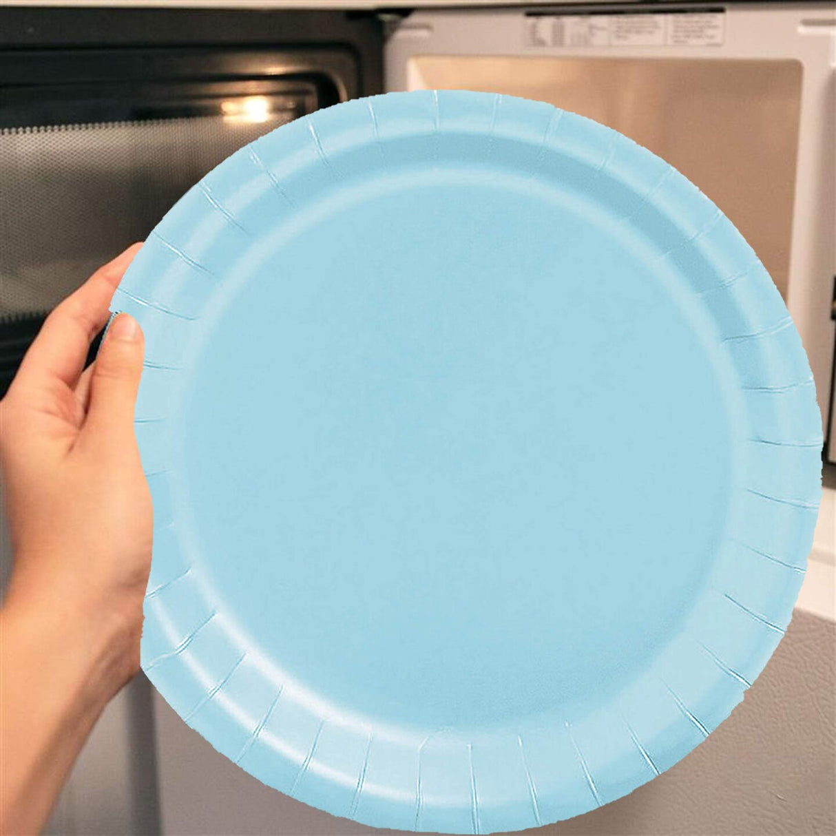 24 Count Light Blue Paper Plates 7 Inch Solid Color Round Dessert Plates for Celebrations