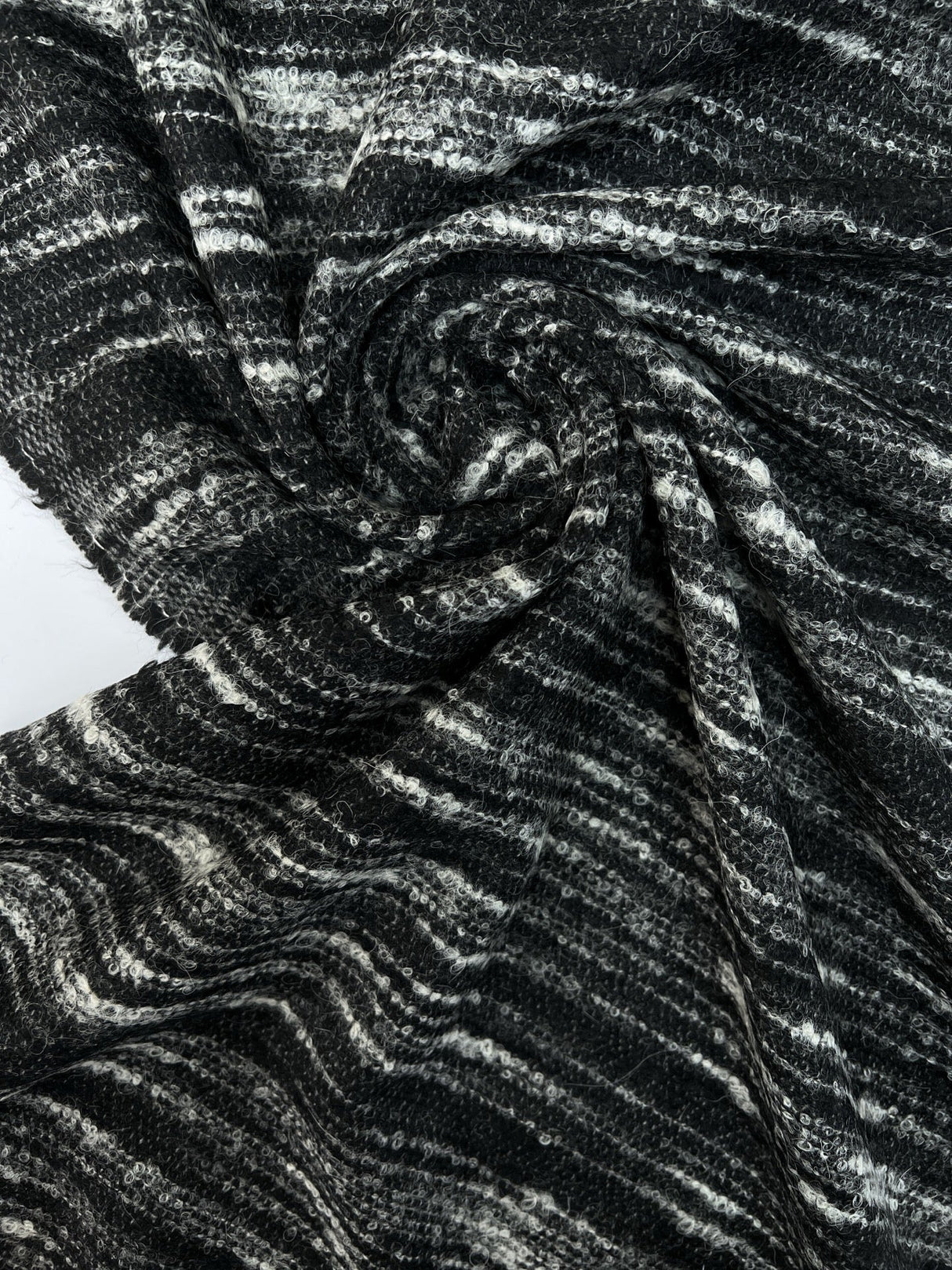 Wool Bouclé Striped Gray Black