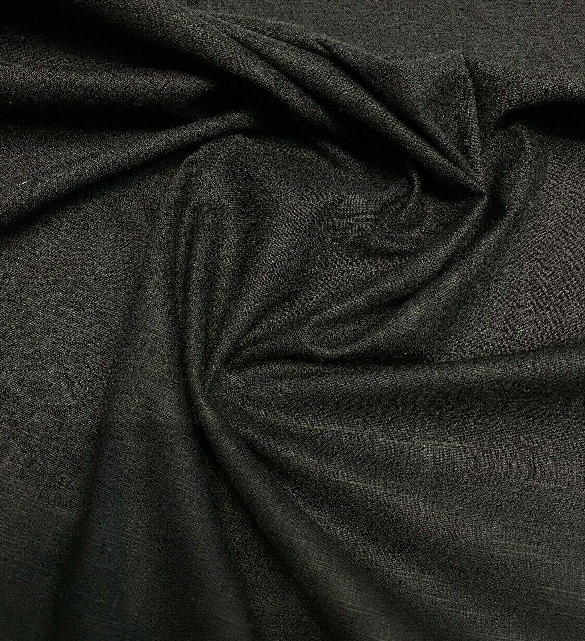 PK Faux Linen Derby Solid Onyx Black Cotton Fabric - Black, Solid, 54" Width (By The Yard)