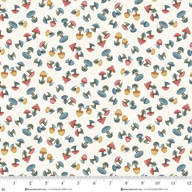 Cotton Print Cream Mushrooms Fabric 44/45"
