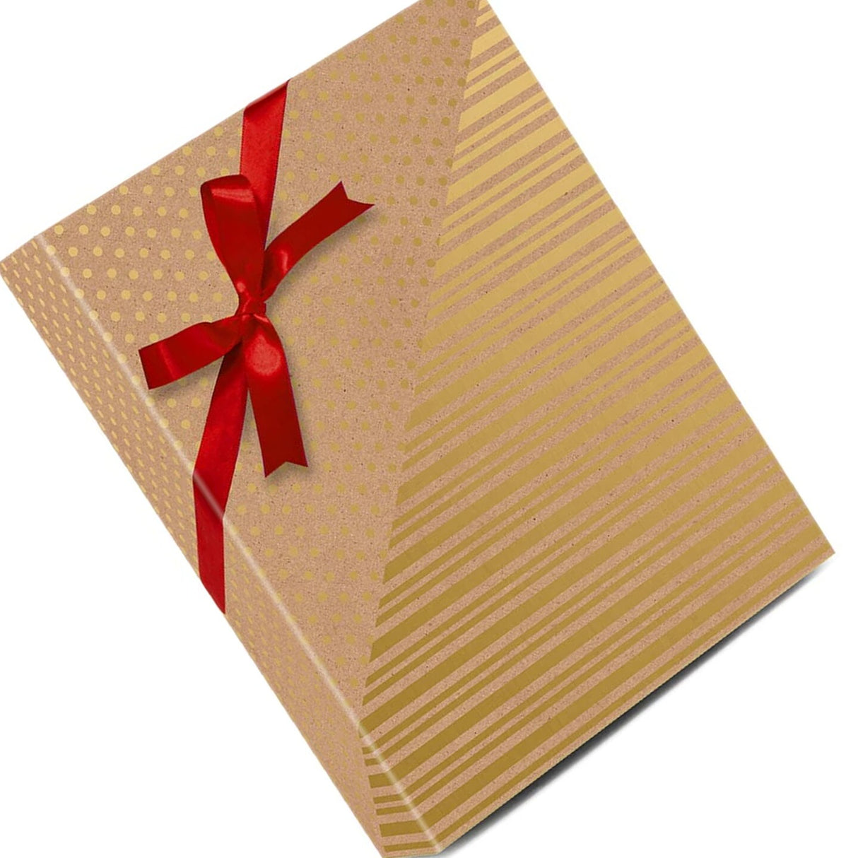 24''x208' Gold Dot & Stripe Reversible Wrapping Papers for a Festive Christmas