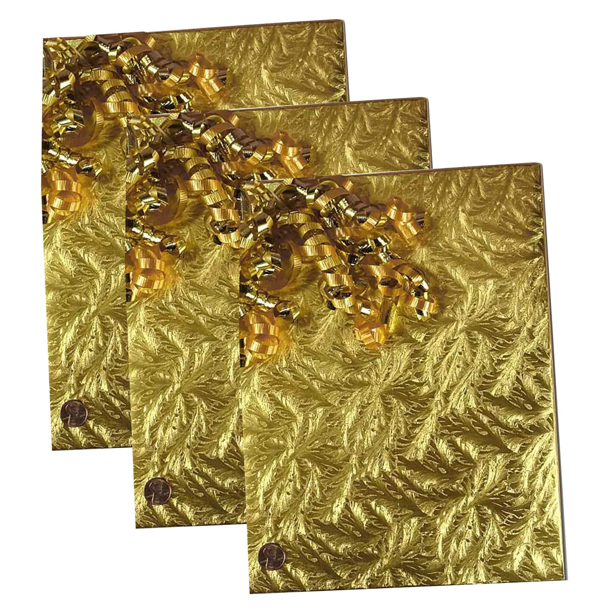 Embossed Metallic Wrapping Paper Gold Feather 24 ''x417"