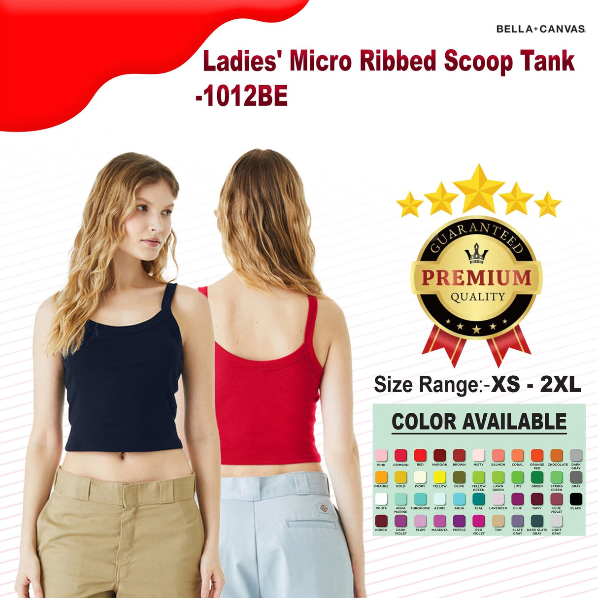 Bella + Canvas® Ladies' Micro Ribbed Scoop Tank