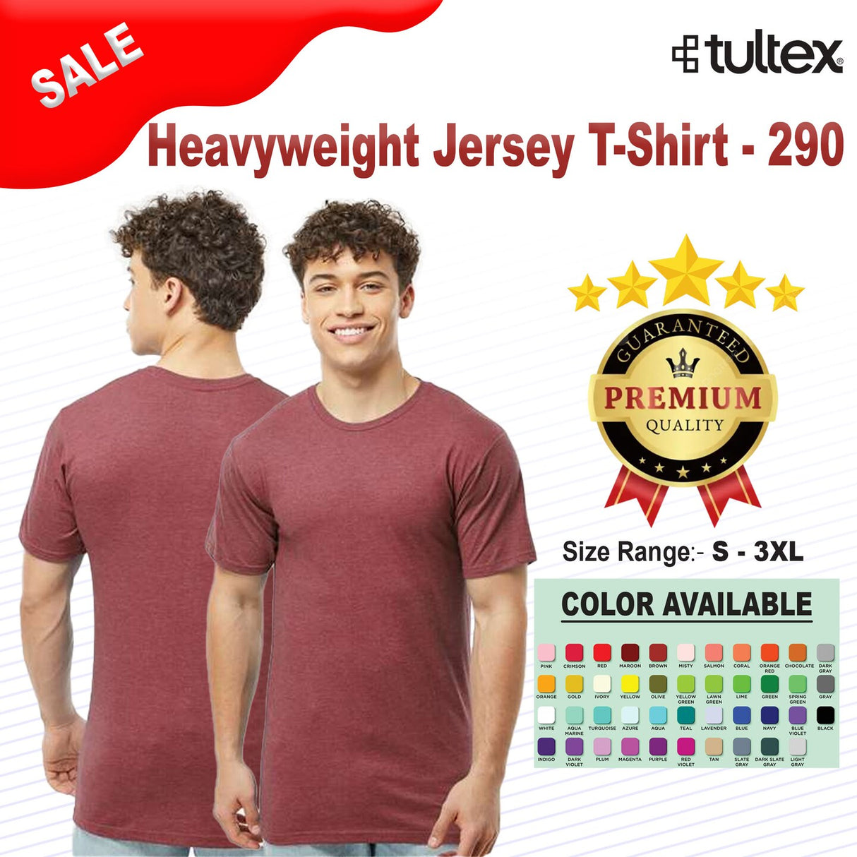 Tultex® Heavyweight Jersey Short Sleeve Crew Neck T-Shirt