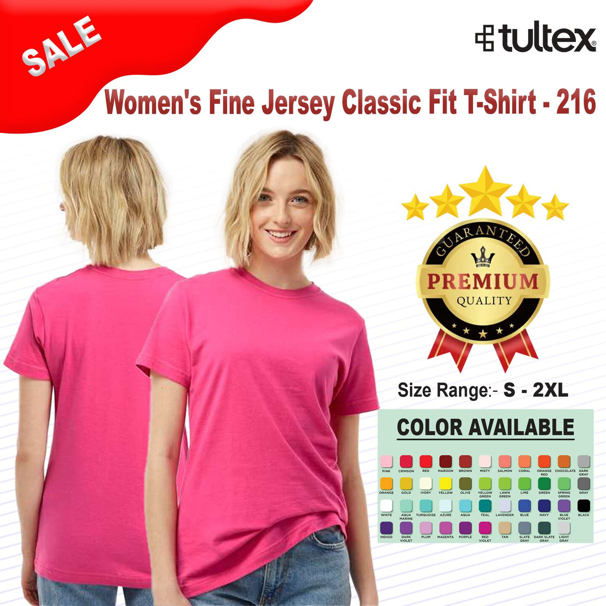 Tultex® Women's Fine Jersey Classic Fit Crewneck Short Sleeve T-Shirt