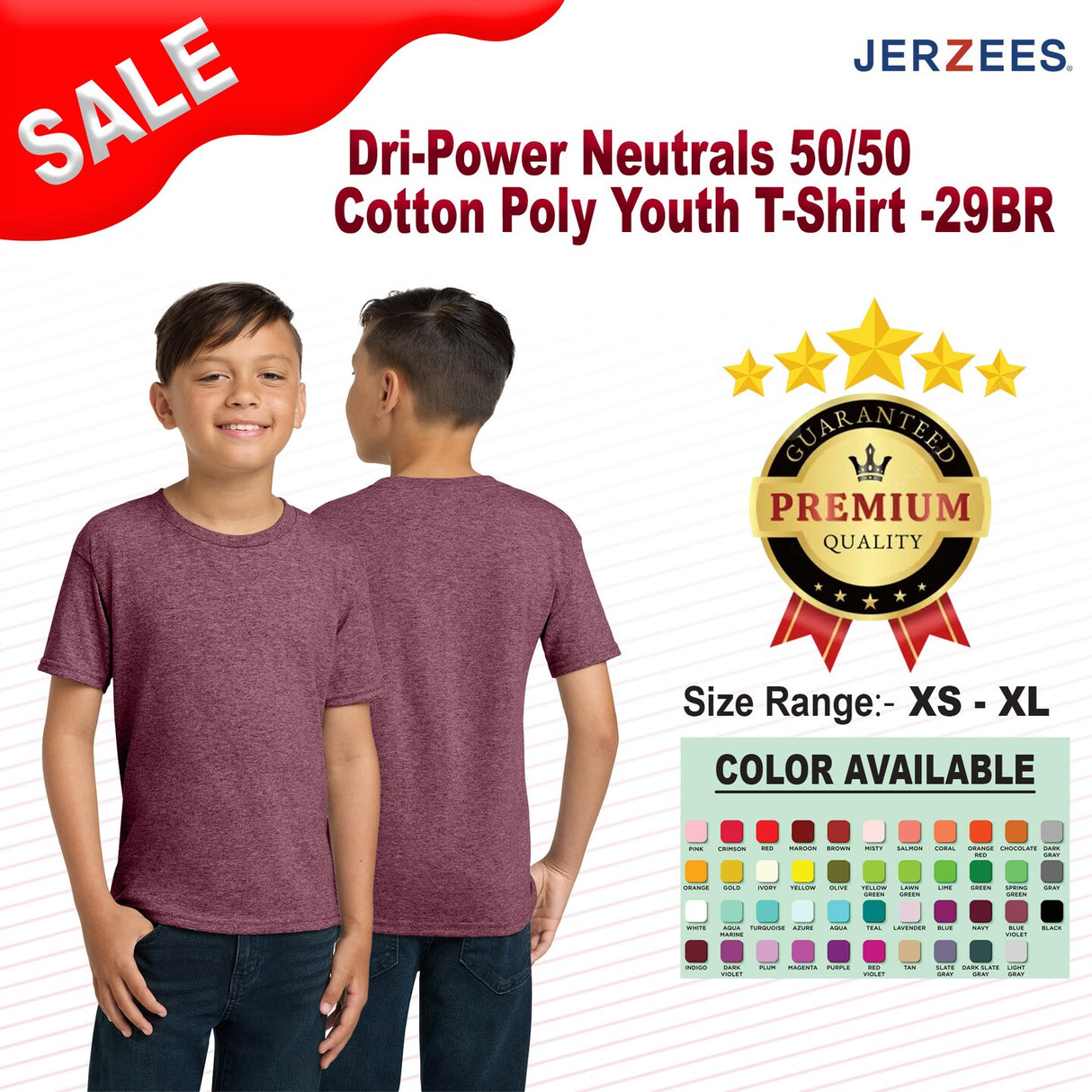 Jerzees® Dri Power Youth Cotton Polyester Short Sleeve Crewneck T-Shirt