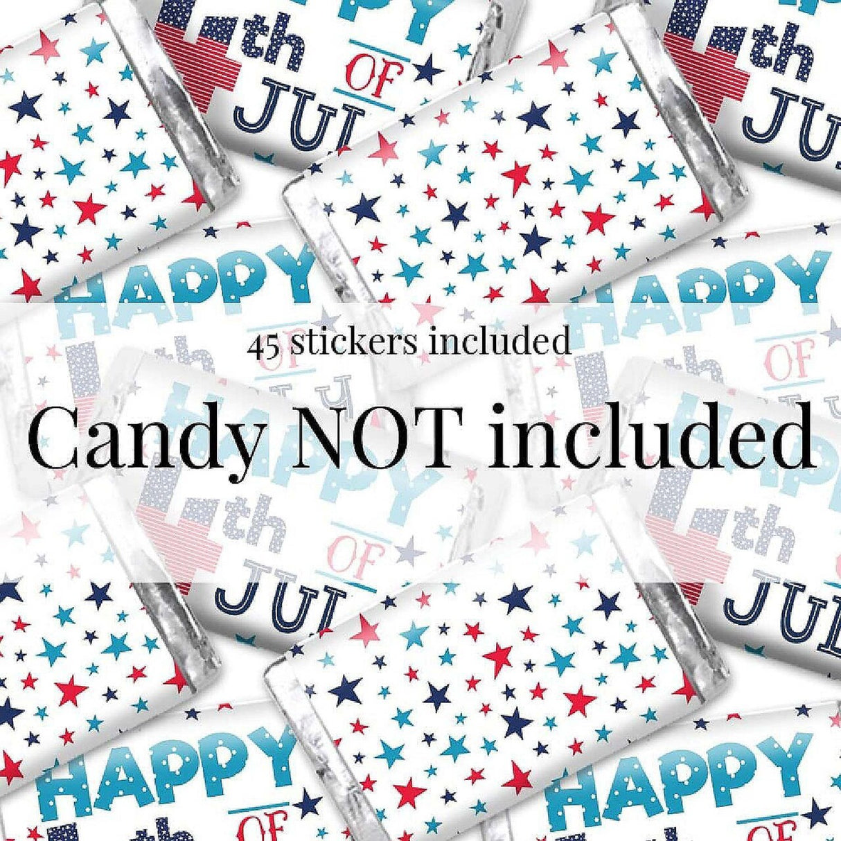 AmandaCreation 4th of July Party Mini Candy Bar Wrappers 45 Pieces