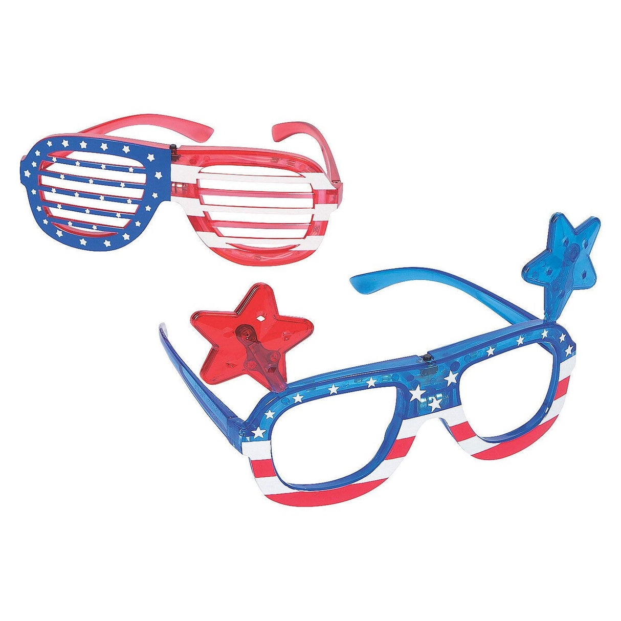 Patriotic Light-Up Red, White & Blue Glasses – Set of 6