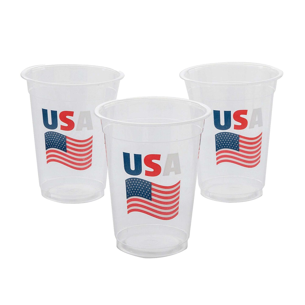 4 1/2" 16 oz. Patriotic USA Flag Disposable Plastic Cups Bulk 50 Ct.