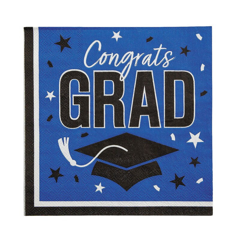 6 1/2" Bulk 50 Count Congrats Grad Party Paper Luncheon Napkins