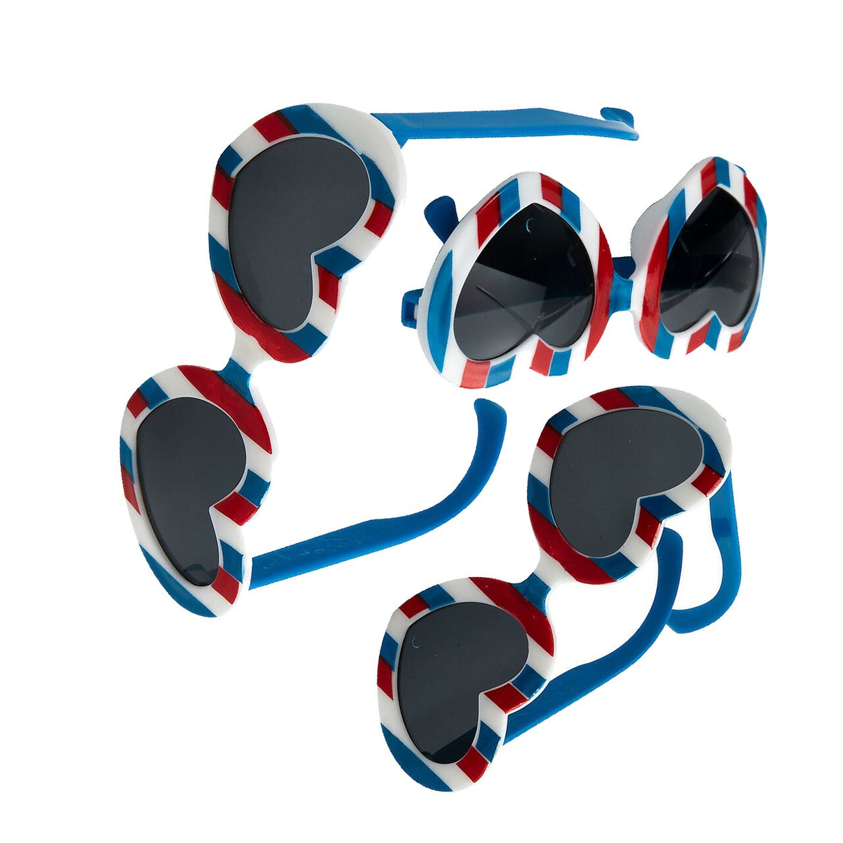 5" Kids Patriotic Stripes Heart-Shaped Plastic Sunglasses 12 Pieces