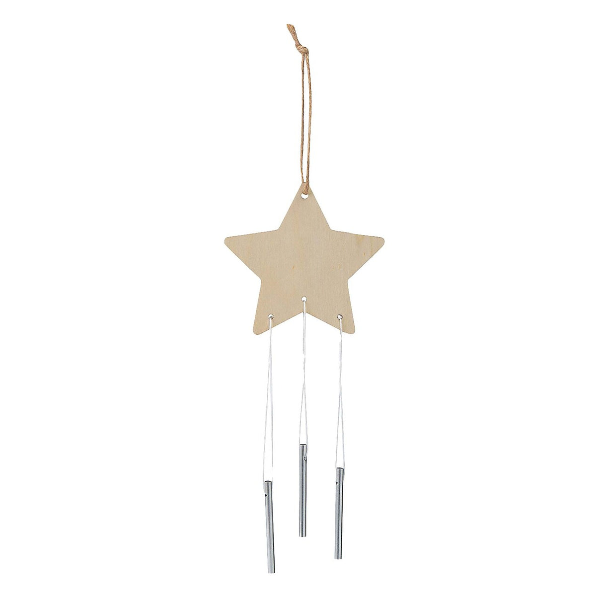 4" x 12" DIY Unfinished Wood Star-Shaped Wind Chimes 12 Pc.
