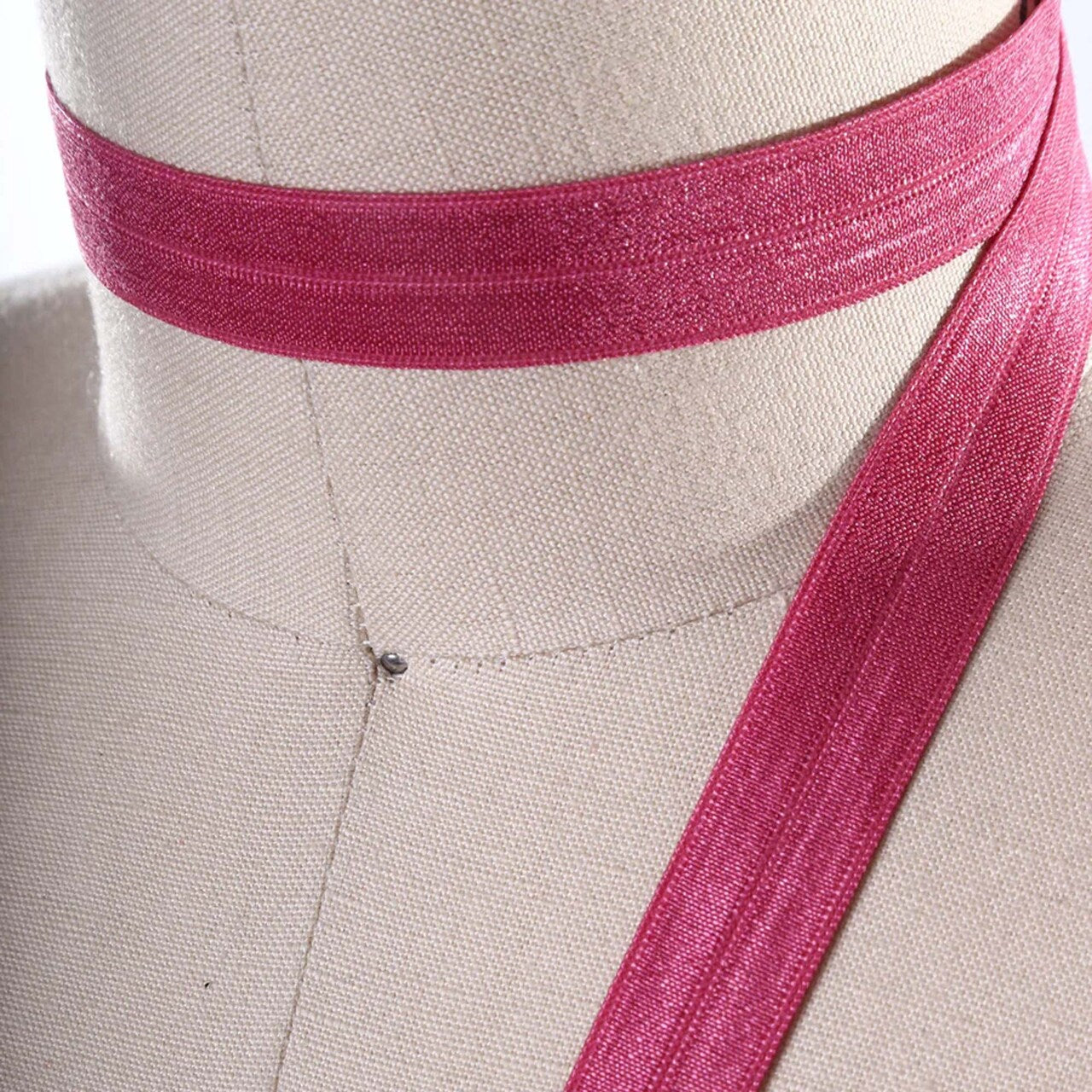 5/8" 3 Yards Magenta Fold Over Elastic Trim Soft Stretch Sewing Ribbon