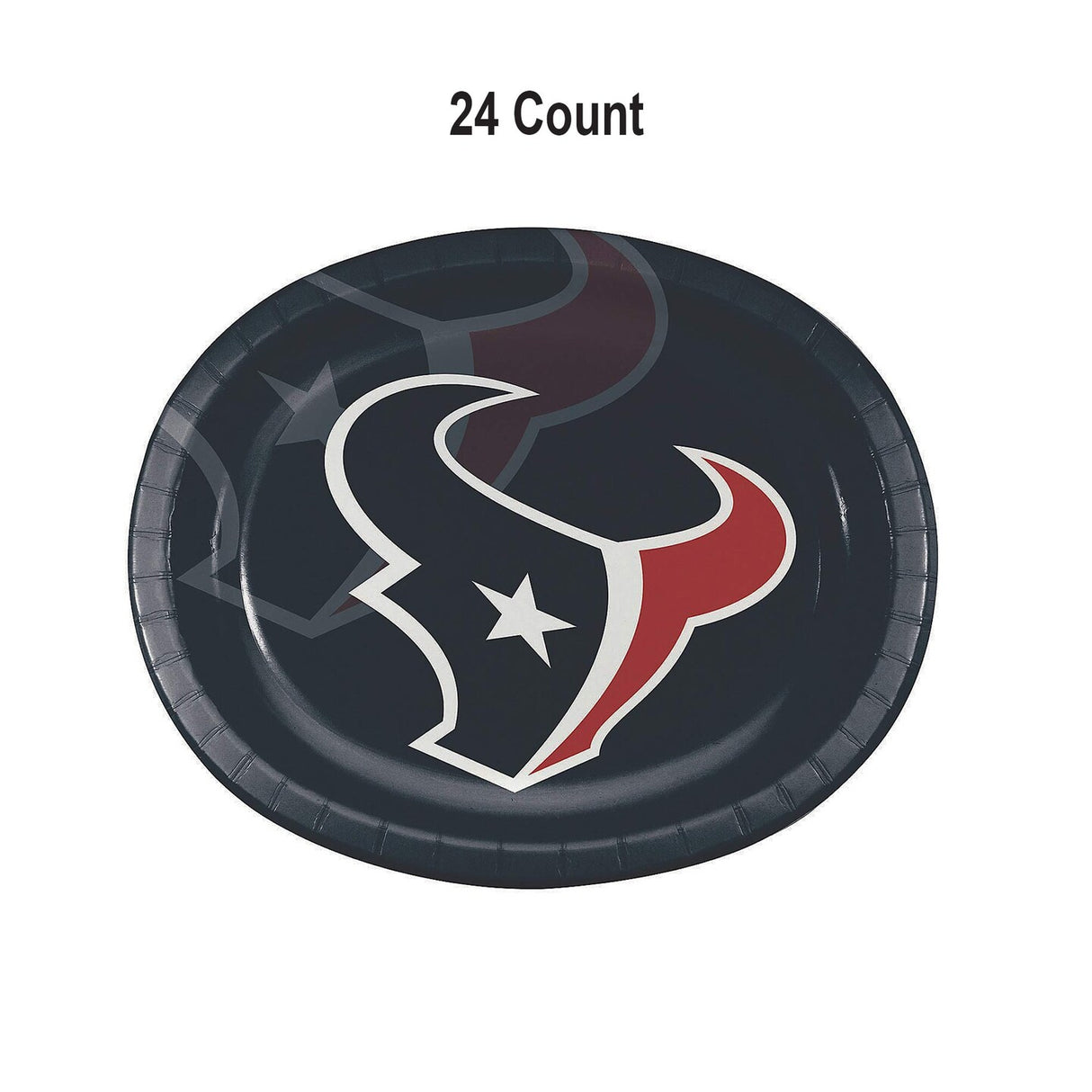 24 Pack 10 Inch NFL Houston Texans Oval Paper Plates Disposable Football Party Supplies