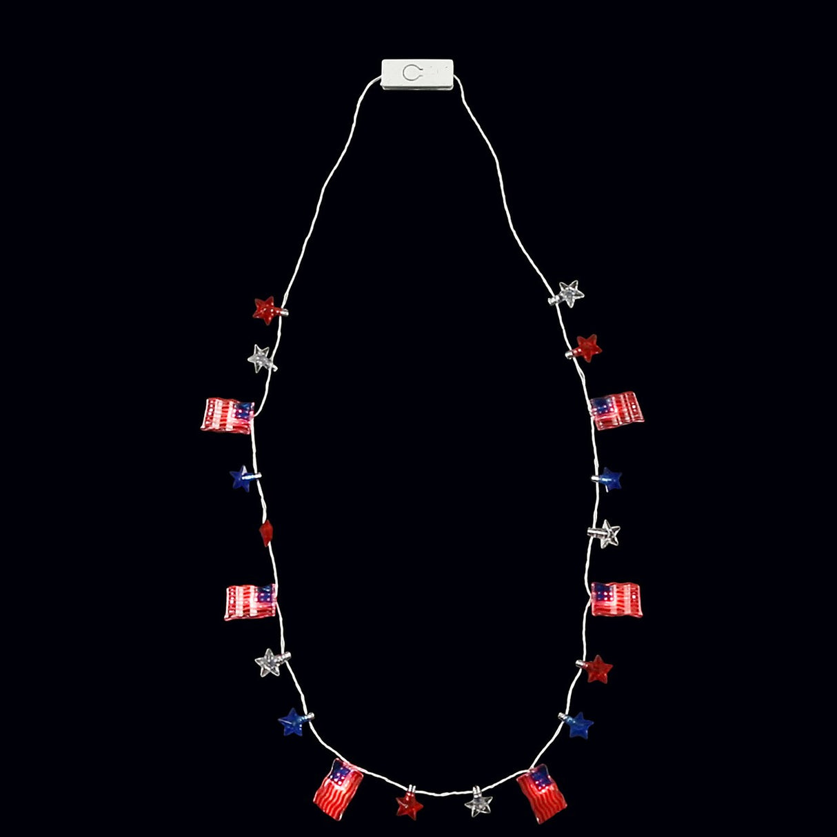 33" Patriotic Light-Up Flags with Stars Necklace 6 Pieces