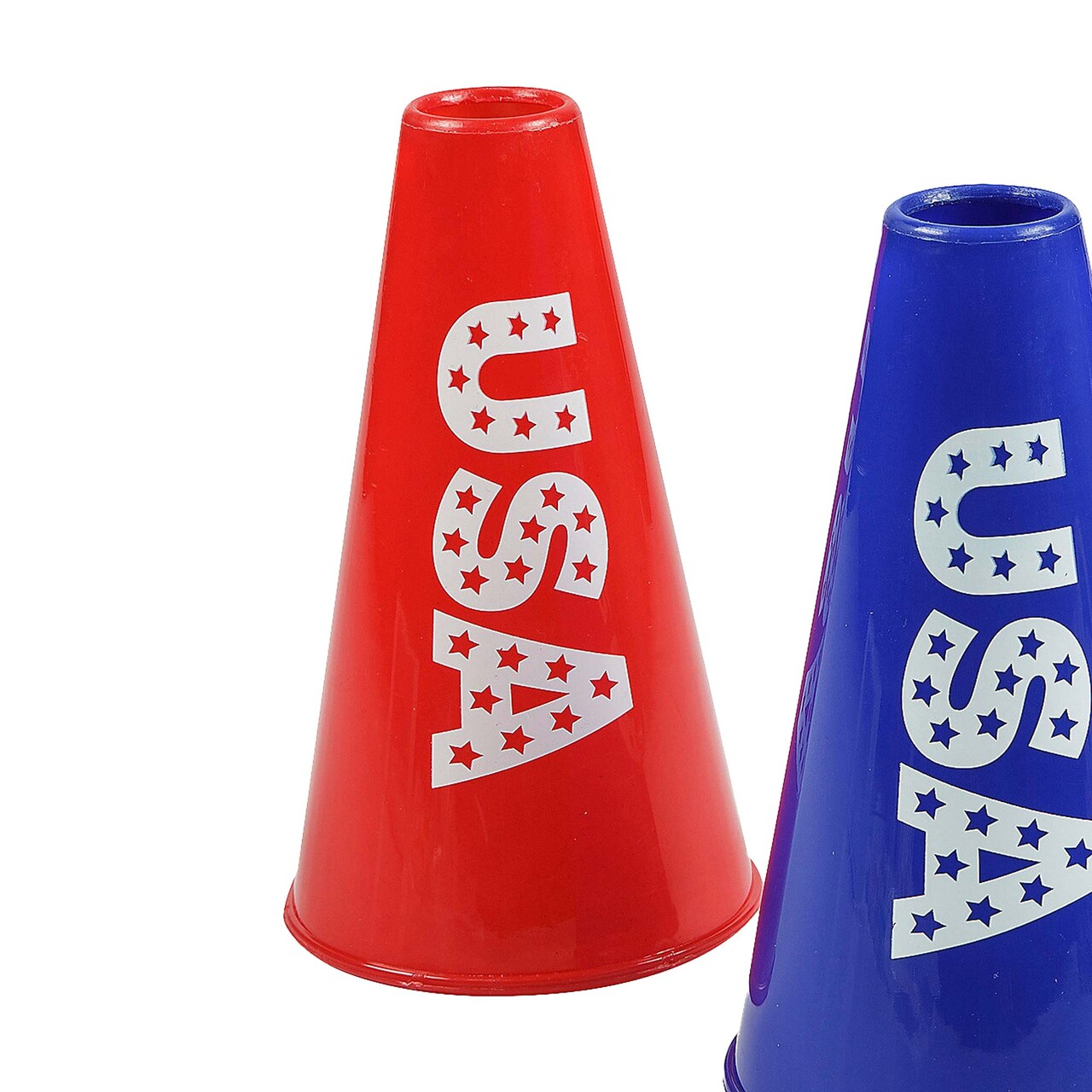 4 3/4" x 8" Patriotic USA Red & Blue Plastic Megaphones 12 Pieces